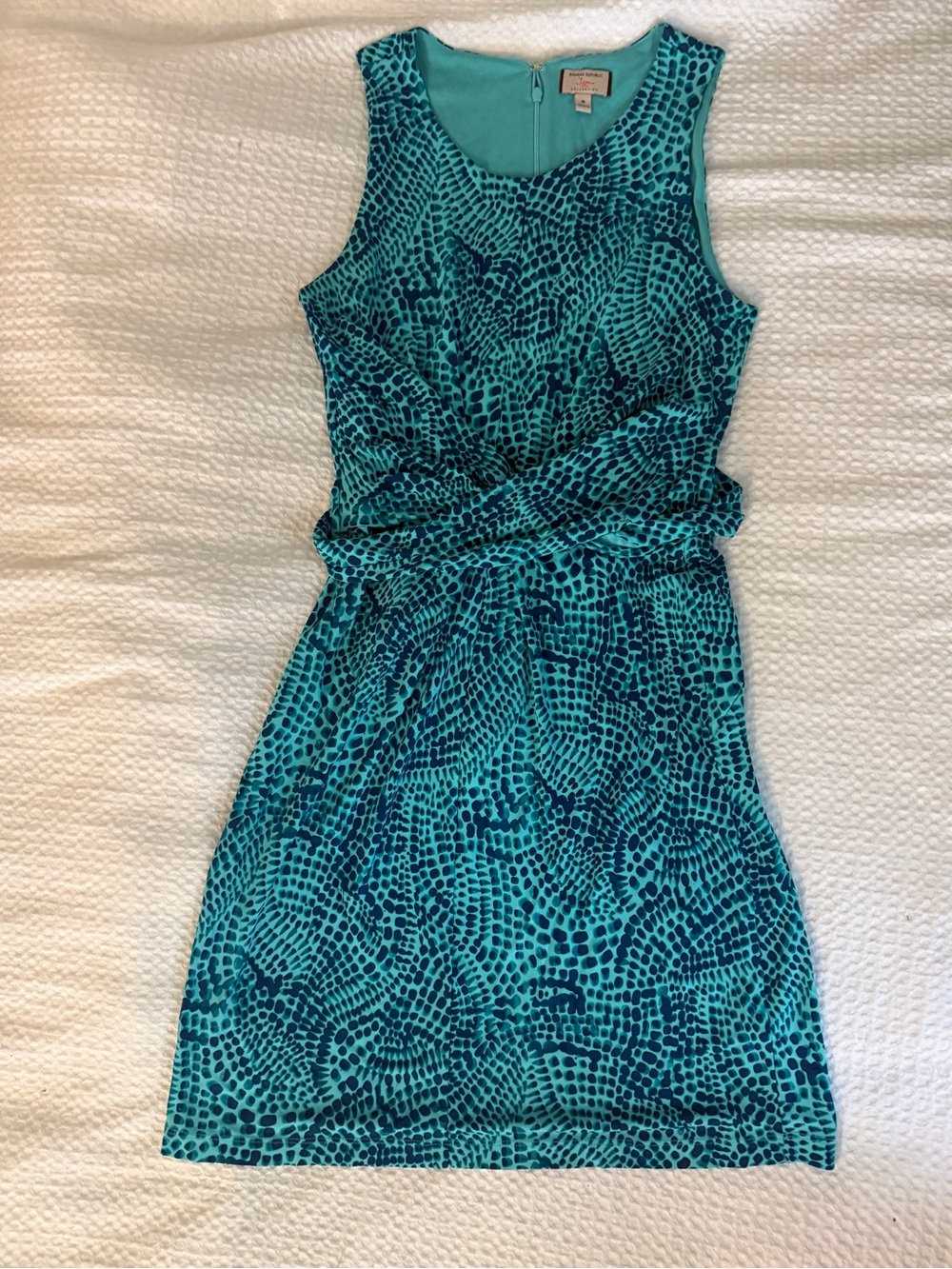Banana Republic Teal & Navy Patterned Twist-Waist Dress - Issa London